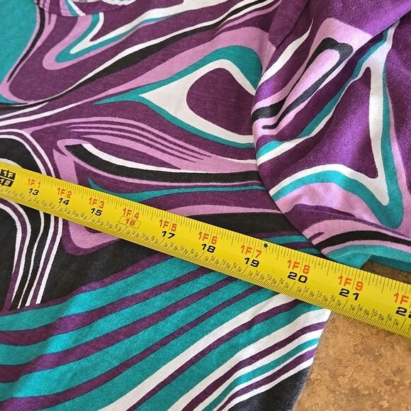 Sara Morgan Large Womens Purple Black Abstract Patterned Sleeve Top Shirt Blouse - Picture 8 of 13